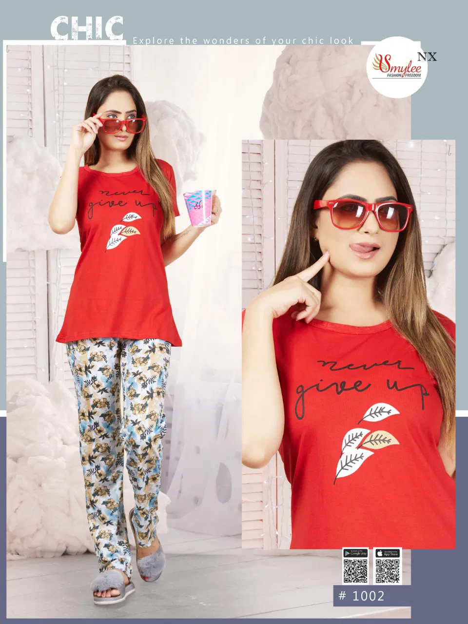Smylee Moda Latest Fancy Designer Procian Discharge Print Sinker Hosiery Night Suits Collection